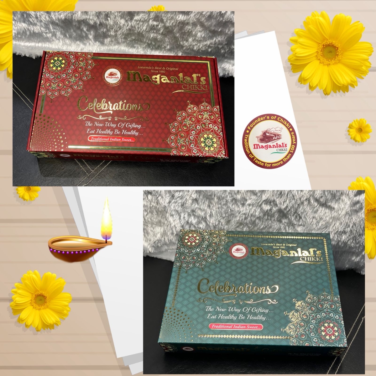 Diwali Celebration Green Box – Maganlal Chikki